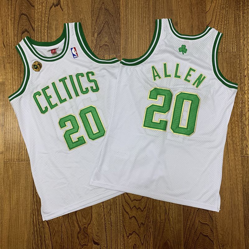 Men Boston Celtics 20 Allen Top quality mesh embroidered 07-08 champion logo white NBA Jersey